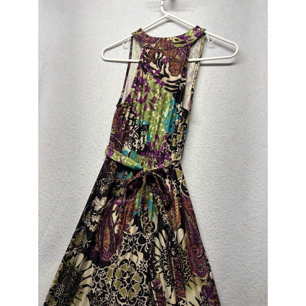 Vintage Y2K ECI Maxi Dress Sleeveless Boho Baby Doll Hippie Size 6 Beaded Brown - Picture 4 of 4